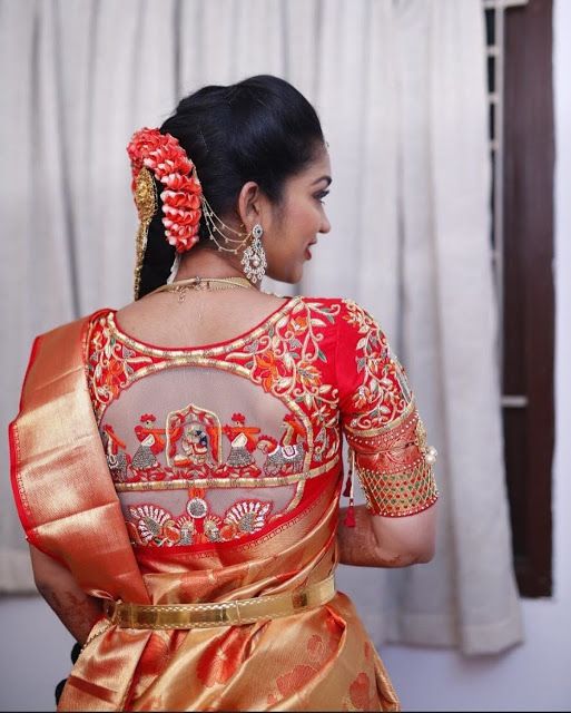 This Bridal Blouse Features A Round Cut